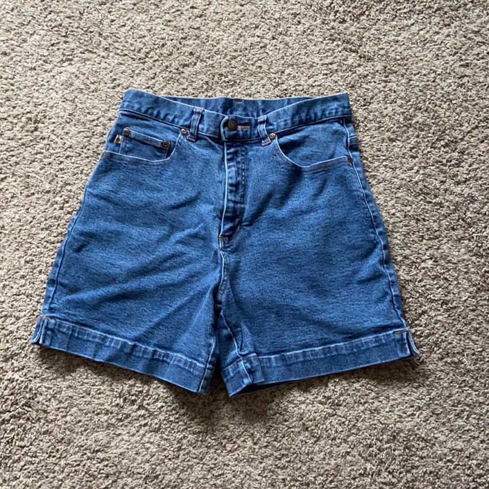 medium length denim jean shorts